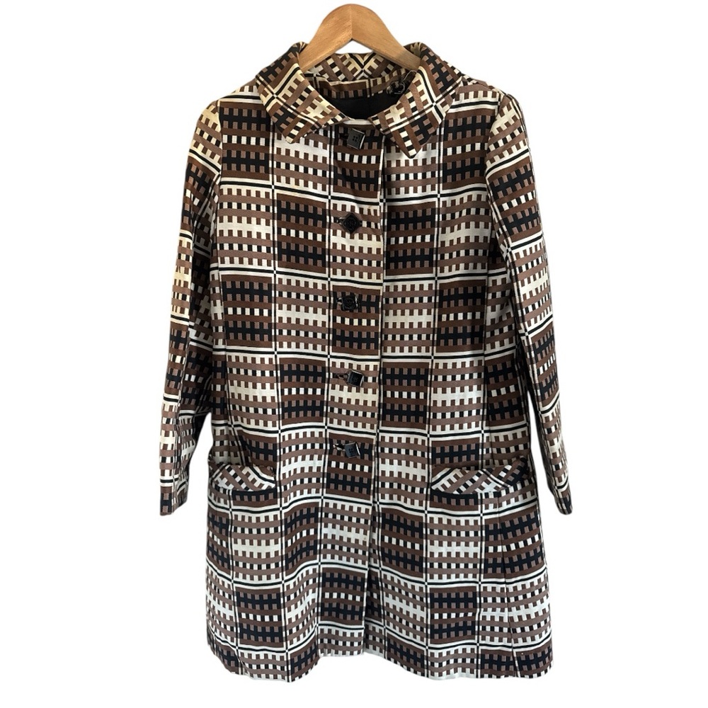 Vintage Coat, Brown, Black, Cream Patterned, Fully Lined